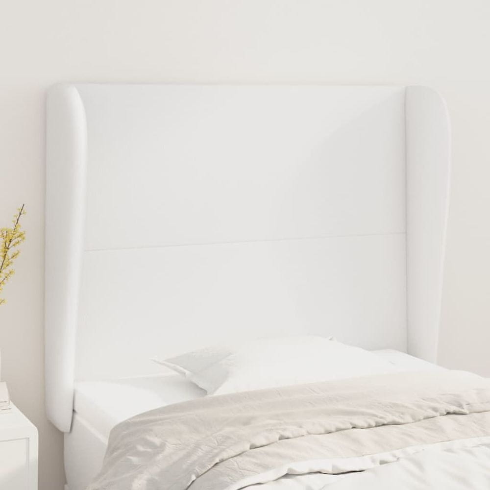 Vidaxl Čelo postele so záhybmi biely 103x23x118/128 cm umelá koža